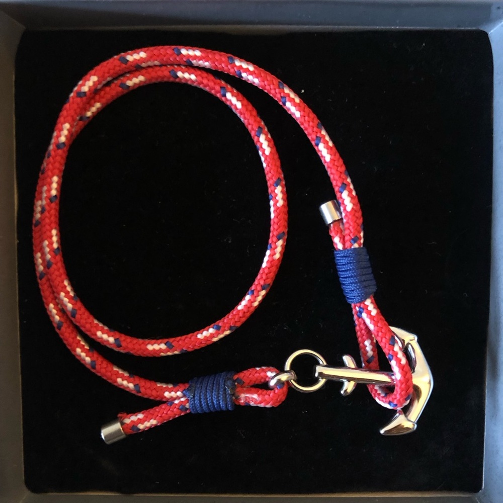 Italian Cotton Rope Cord Wrap Bracelet Necklace Choker Bag Charm Silver Anchor